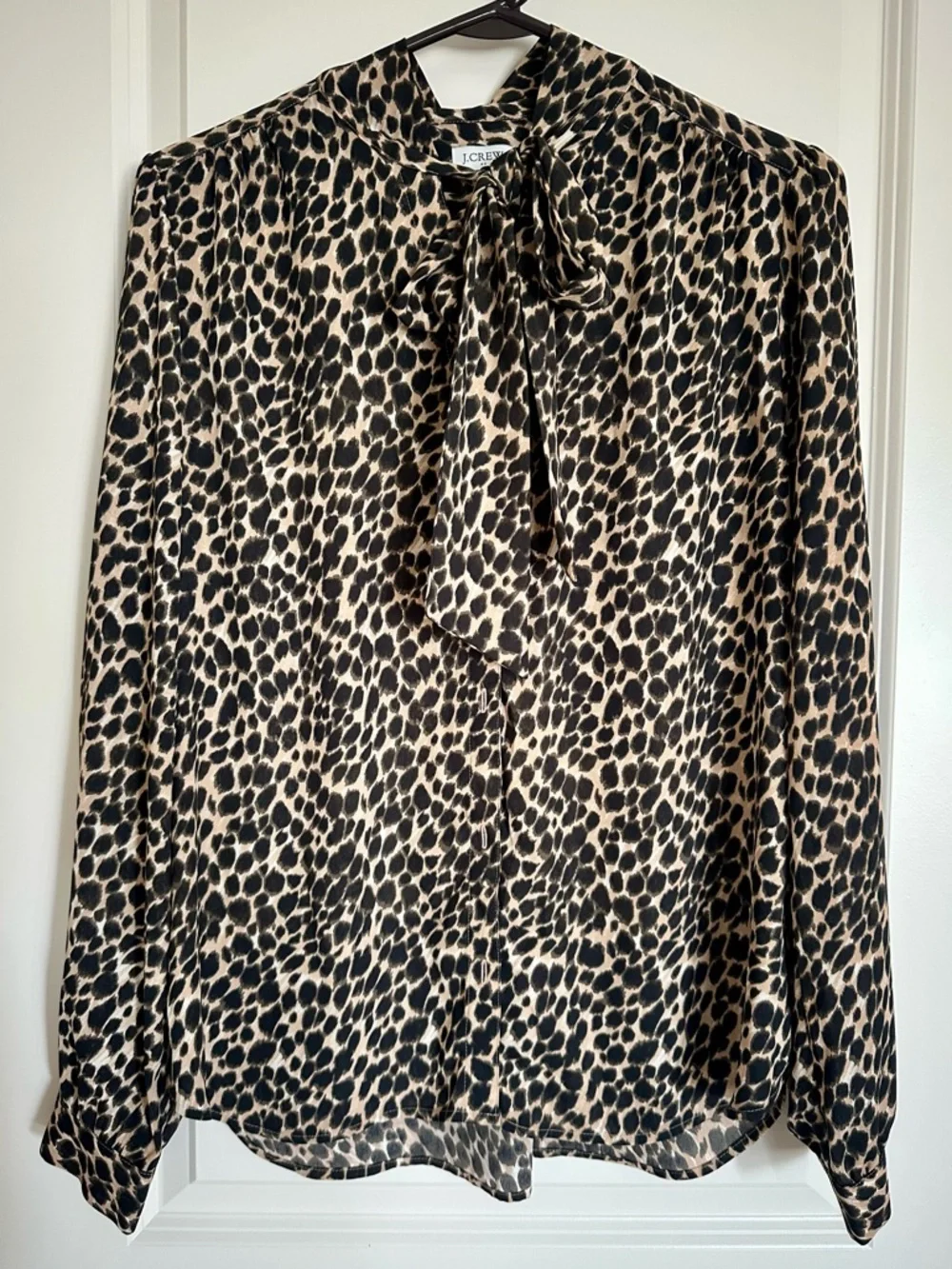 J. Crew Leopard-Print Bow Tie Blouse - Picture 1 of 5